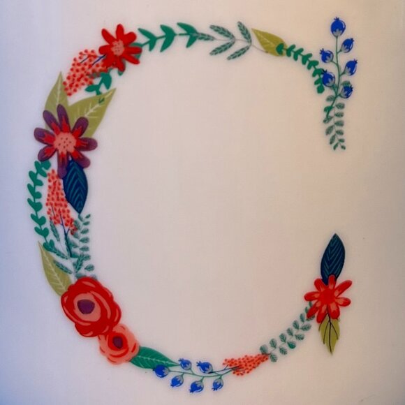 OPALHOUSE Stylish Letter “C” Initial Monogram Alphabet Floral Porcelain Mug ~ - Picture 2 of 12